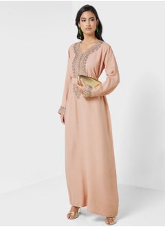 اشتري Embroidered Belted Jalabiya في السعودية