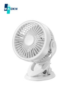 Buy 1800 mAh Clip-on Fan with Light, USB Rechargeable Battery Powered Portable Fan, 3 Speeds, Silent Camping Fan for Treadmill, High Battery Life, Stroller, Desk Fan in UAE