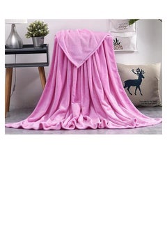 Buy Light weight Extra Soft Single Size Solid Flannel Fleece Throw Blanket all season Fleece Blanket 150x200cm 100% Polyester-Pink in UAE