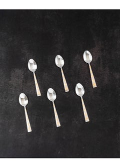 Buy Stainless steel tea spoon with golden style 6 pieces in Saudi Arabia