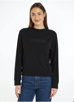 Buy Women's Lounge Long Sleeve Sweatshirt - Cotton, Black in UAE