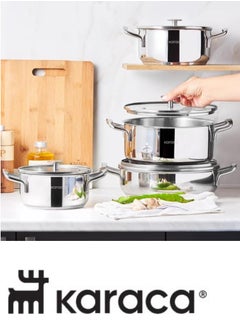 اشتري KARACA ALAZ 8 PCR STEEL CASSEROLE SET في الامارات