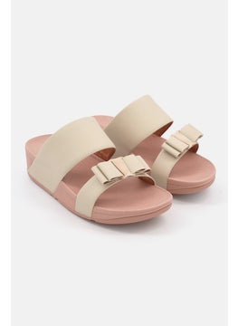 Buy Women Rosa Bow Leather Slip On Sandals, Beige in UAE