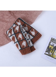 اشتري Kids Winter Knit Scarf Plaid Warm Neck GaiterHoundstooth caramel Houndstooth caramel في الامارات