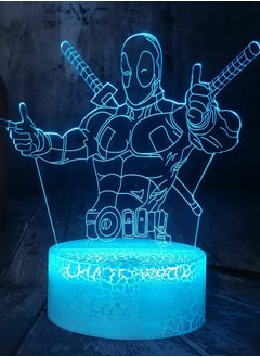 Buy Multicolour 3D LED Night Light Table Desk Lamp 16 Color Optical Illusion Lights Deadpool in UAE