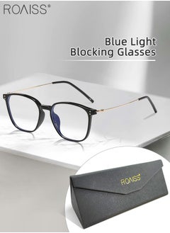 Buy Blue Light Blocking Glasses Blue Light Filter Computer Reading Gaming TV Phones Square Eyeglasses Fashion Anti Eyestrain Headache Eyewear for Men Women Black Gold 52mm in Saudi Arabia