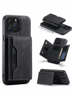 Buy 2 in 1 Detachable Back Cover Compatible with iPhone 13 Pro Max Wallet Case with Card Holder Magnetic Leather Pocket Slim Phone Cases 6.7'' (Black) in Saudi Arabia