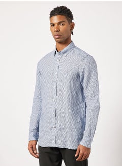 اشتري Micro Print Linen Shirt في الامارات