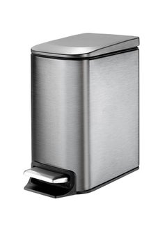 Buy Small Bathroom Trash Can with Lid Soft Close, Step Pedal, 6 Liter / 1.6 Gallon Stainless Steel Garbage Can with Removable Inner Bucket, Anti-Fingerprint Finish in UAE