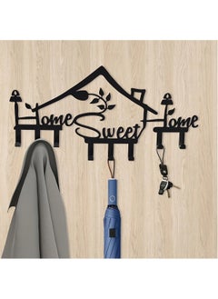 Buy Home Sweet Home Sign Wall Hook,Black Metal Key Holder Wall Mount Organizer Rack with 8 Hooks Wall Decorative for Office Kitchen Bedroom Doorway Hallway (Black) in Saudi Arabia