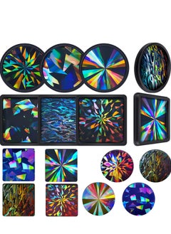 اشتري 8 Pcs Holographic Resin Coaster Molds Resin Mold Coaster Resin Mold Square Epoxy Resin Molds Round Silicone Molds for Epoxy Resin for DIY Resin Cups Mats Home Decoration في السعودية