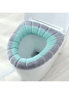 Buy Toilet Seat Cushion Cover Comfy Warm Woven Washable Cover Pad (Grey/Green) in UAE