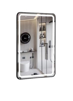 اشتري Siena Rectangle Led Mirror With 3 Color Led And Black Frame Modern Illuminated Mirror For Brighter And Stylish Bathrooms Bathroom With Modern Elegance في الامارات