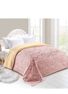 Buy Double-sided blanket, soft velvet and warm fur, elegant design, size 240x200 cm in Saudi Arabia