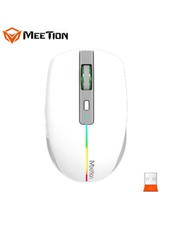 اشتري Meetion 2.4G Bluetooth White Dual Mode BTM002 Bluetooth dual channel 10M wireless receiving distance Quiet and elegant office wireless mouse في الامارات