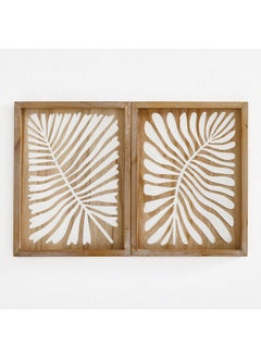 Buy Ben Set of 2 Wall Decor, White & Brown - 30x40 cm in UAE