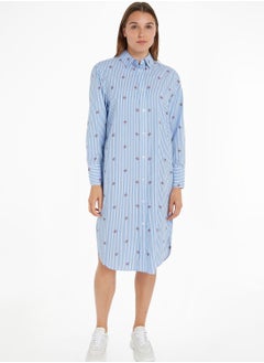 Buy Striped Button Detail Shirt Dress in UAE