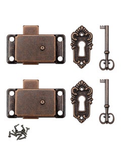 اشتري 2 pieces Antique Cabinet Door Lock Vintage Decorative Furniture Lock with Key Zinc Alloy Cabinet Lock Decorative Lock Catches with Key for Jewellery Boxes Wooden Boxes Drawer Wardrobe في الامارات