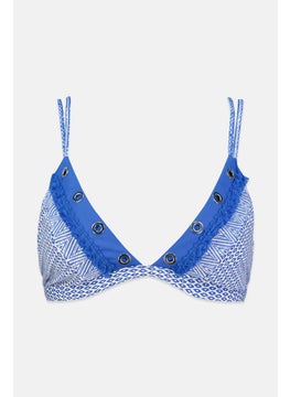 اشتري Women Non Padded Printed Bikini Top, Blue and White في السعودية