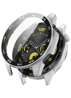 Buy HUAWEI WATCH GT 4 46mm Case with 9H Tempered Glass Screen Protector, Unique Design Hard PC Waterproof Cover, Touch Sensitive Full Coverage Accessories with Scale for Huawei Watch GT4 46mm （Sliver) in Saudi Arabia