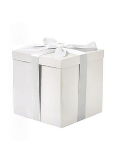 اشتري Medium Birthday Gift Box With Lids Ribbon And Tissue Paper Collapsible Gift Box 1 Pcs 9X9X9 Inches White في السعودية