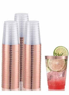 Buy Rose Gold Rimmed Plastic Cup, 20Pack 10oz Clear Cups Tumblers, Fancy Disposable Hard with Rim for Wedding Elegant Party Cup in Saudi Arabia