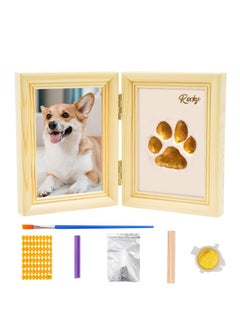 Buy Paw Print Kit, with Picture Frame and Imprint Clay, Pawprints Impression Keepsake for Dogs Cats, Memorial Desk Display for Pets, Double-hinged Photo Frame, Soft & Easy to Mould, Natural in UAE