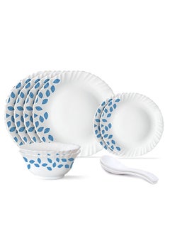 Buy British Chef 10 Pieces Opalware Dinner Sets Microwave  Dishwasher SafeBlue Leaves Dinnerware set with 4Piece Full Plate2Piece Side Plates 2Piece Soup Bowls2Piece Spoons White in Saudi Arabia