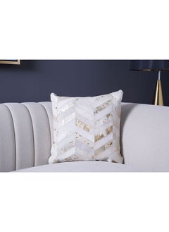 اشتري Lexus Chevron Foil Printed Hairon Filled Cushion 45x45Cm   Gold في الامارات