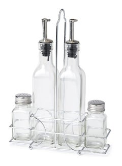 Buy Olive oil and Vinegar Bottle Dispenser with Salt and Pepper Shaker set in UAE
