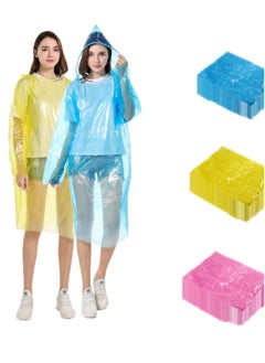 Buy Rain Ponchos for Adults Disposable (36 PCS, 3colors) Plastic Raincoats for Men Women, Family Rain Ponchos with Drawstring Hood | Disposable Emergency Ponchos | Perfect for Camping, Hiking  Travel in UAE