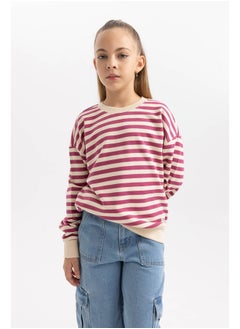 Buy Girl Regular Fit Crew Neck Long Sleeve Knitted Sweat Shirt in Egypt