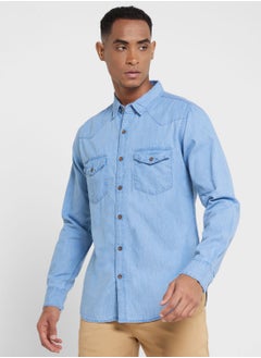 اشتري Thomas Scott Men Blue Smart Slim Fit Opaque Casual Shirt في الامارات