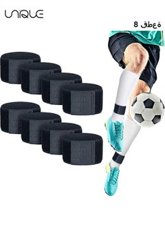 Buy 8 Pcs Soccer Shin Guard Straps, Anti Slip Shin Guard Stays Legging Shin Guard Holders, Football Socks Shin Fixed Straps for Sports Kicking Ball Running Cycling Youth Adults, Black in UAE