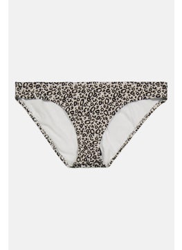 Buy Women Animal Printed Bikini Bottom, White/Black Combo in UAE