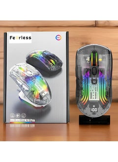 Buy Rechargeable Wireless Gaming Mouse | Transparent RGB Superlight Ergonomic 2.4 GHz Wireless Mouse with 4000 DPI | Programmable Wireless Gaming Mice with Magnetic charging base and Digital Display in UAE