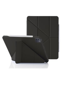 اشتري Case for iPad Pro 11 Inch 2021/2020/2018 with Pencil Holder, 5-in-1 Multiple Viewing Angles, Smooth Silicone Cover and Soft TPU Back, Auto Sleep/Wake & Pencil 2 Charging Smart Folio (Black) في مصر