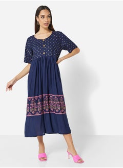 اشتري SHORT PRINTED BUTTON JALABIYA DRESS في السعودية