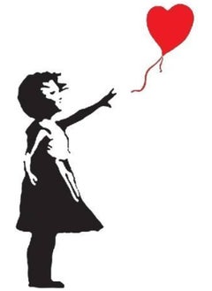 اشتري Girl with Heart Balloon Vinyl Wall Art Sticker 120cm H X 60cm W في الامارات