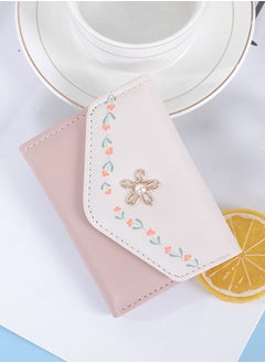 Buy Fresh Flower Printed Ladies Flap Trifold Short Wallet for Women Card Holder Money Bag for Dating and Commute 10.5*8*1.5cm in Saudi Arabia