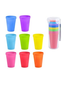 Buy Reusable Plastic Cup, 9 Pcs Picnic Cup Plastic Cup Reusable Beverage Cup, Coffee Cup Drinking Cup Travel Cup Set, for Kitchen Outdoor Party Picnic BBQ Travel, 500ml*1, 200ml*8 in UAE