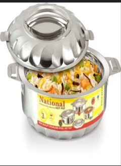 Buy Stainless Steel Hot Pot With Lid Silver (1000 ML) in UAE