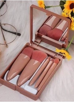 اشتري Professional Makeup Brush Travel Makeup Brush Set Portable Professional Makeup Brush with PU Bag Eye Shadow Brush for Foundation Powder Blush with Mirror Multicolour في مصر