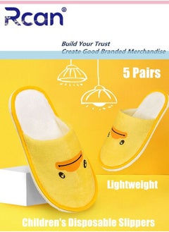 اشتري 5 Pairs Disposable Kids Guests Slippers, Closed Toe Bulk for Shoeless Home Multicolor Cotton Boys Girls Slipper for Indoor Hotel SPA Travel Park في السعودية