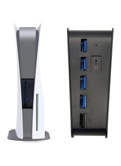 Buy USB Hub for PS5, 5 Port USB High Speed Expansion Hub Splitter Charger Extender Compatible with PS5 PlayStation 5 Console, 4 USB + 1 Type C Port + 1 USB Charging Port in UAE