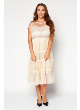 Buy Women Textured Midi Dress, Light Pink in UAE