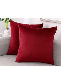 Buy Soft Thick Velvet Decorative Square Cushion Cover Set Of 2 Pcs in Egypt