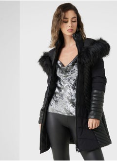 Buy Zip Detail Fur Jacket in UAE