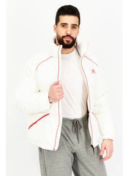 Buy Men Sportswear Fit Long Sleeves Outdoor Jacket, White in UAE