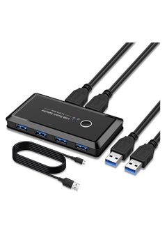 Buy USB Switch Selector, Computers Share 4 Port 2 Peripheral Switcher Adapter Hub PC Printer Scanner Mouse Keyboard with One Button Switch and 2 Pack USB 3.0 Cable in Saudi Arabia